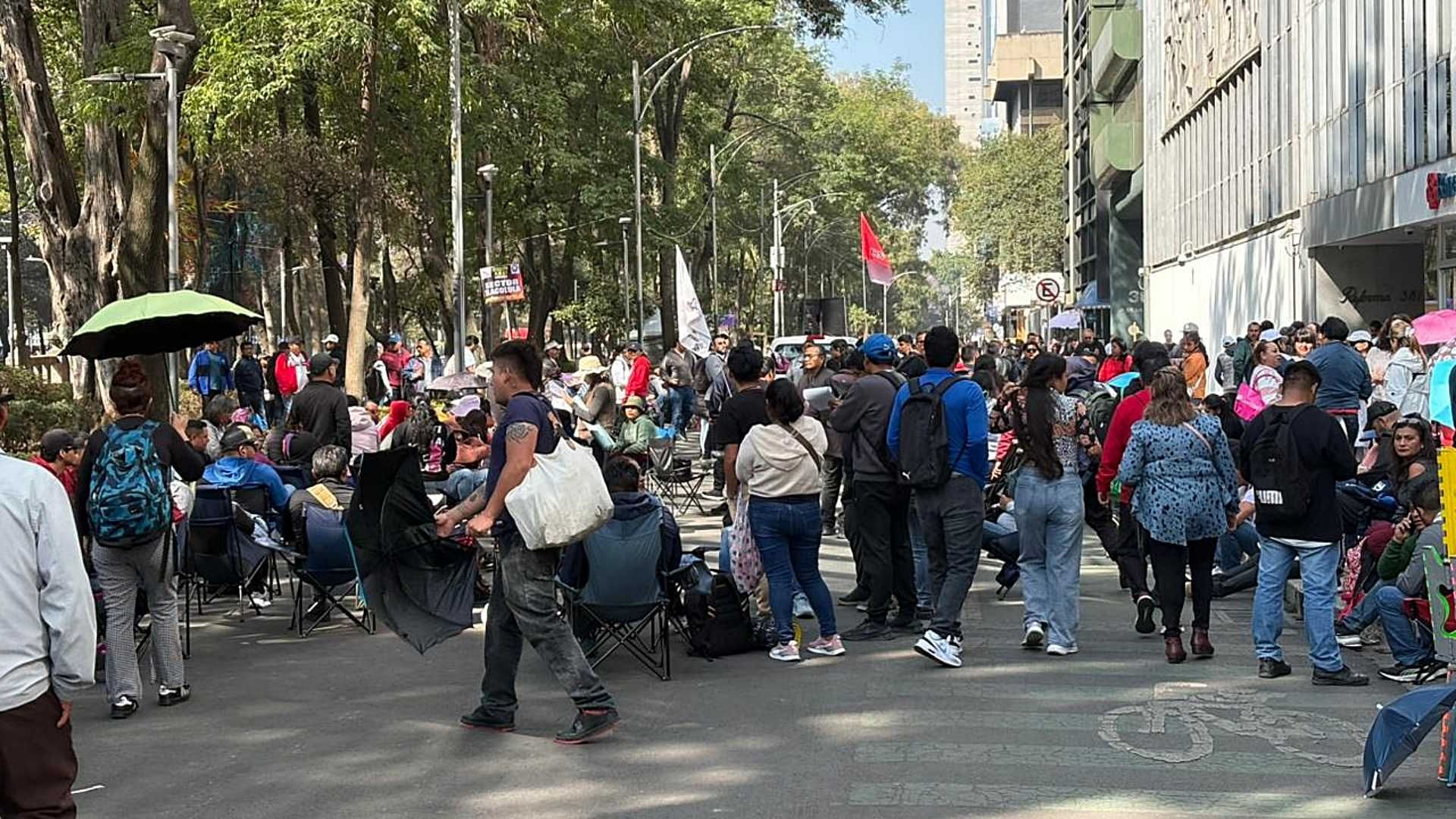 Protesta de la CNTE en Paseo de la Reforma el 20 de marzo de 2026. Foto: N+