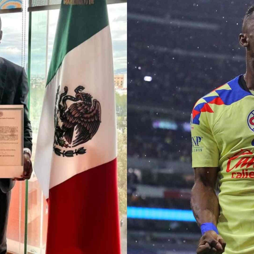 El jugador de las Águilas del América, Julián Quiñones, recibe su carta de naturalizado mexicano