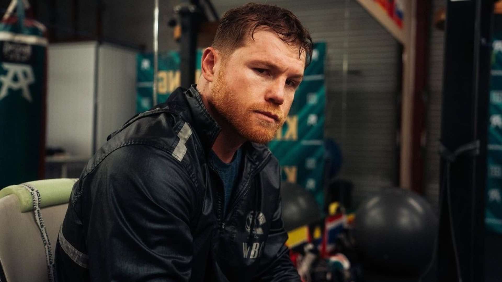 Saúl Canelo Álvarez después de un entrenamiento