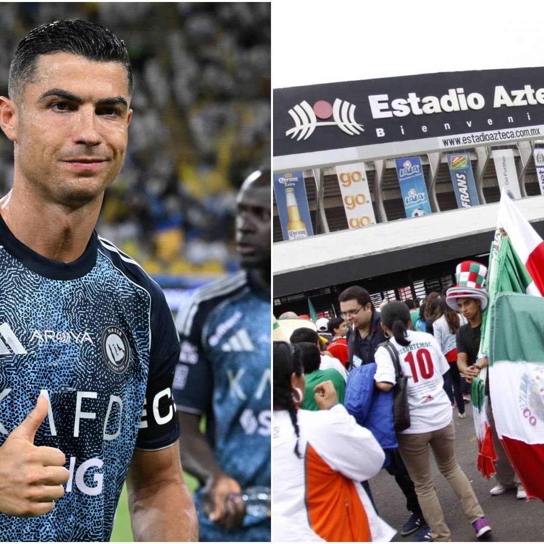 Cristiano Ronaldo y aficionados en Estadio Azteca