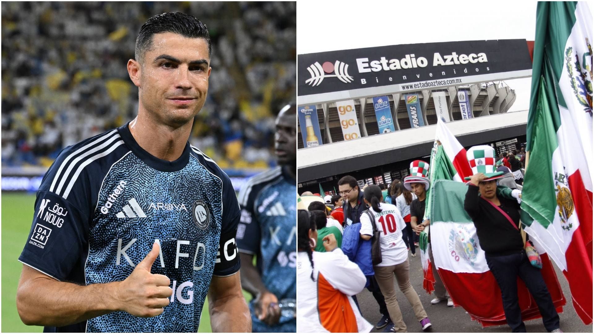 Cristiano Ronaldo y aficionados en Estadio Azteca