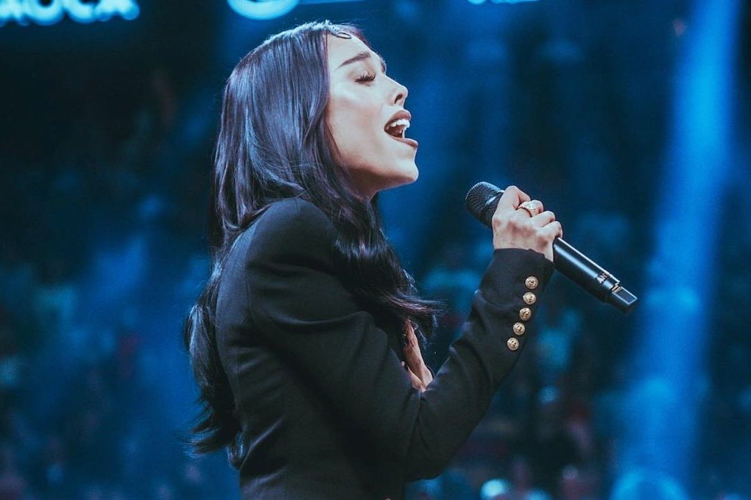 Danna Paola durante la pelea del Saúl ‘Canelo’ Álvarez