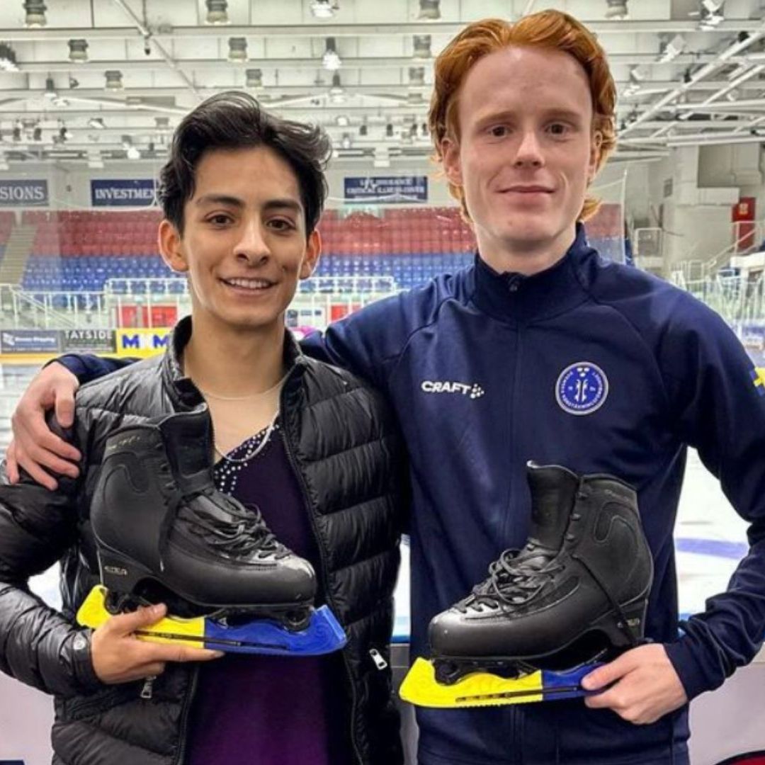 Los patinadores Donovan Carrillo y Oliver Praetorius en Escocia.