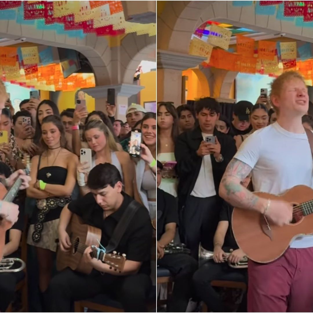 Ed Sheeran tomó su guitarra y deleitó a sus fans con varios de sus éxitos en la Plaza Garibaldi de la CDMX.