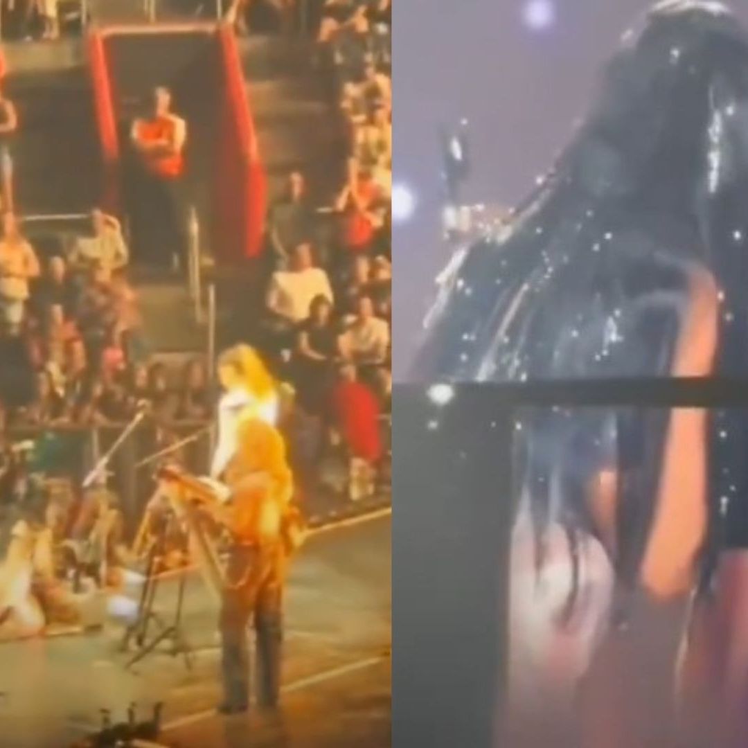 Katy Perry en su concierto, frente a miles de personas, ayuda a joven que se encuentra en el piso.