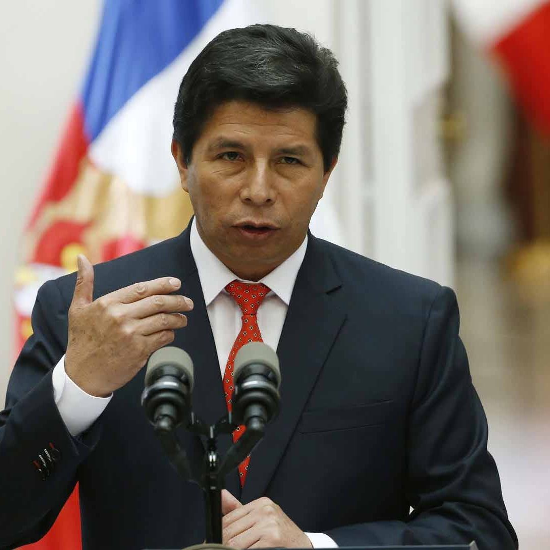 Pedro Castillo, expresidente de Perú, en una conferencia de prensa