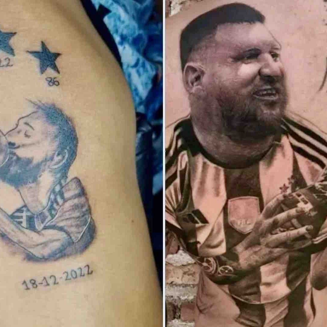 Dos tatuajes deformes de Messi por el campeonato de Argentina