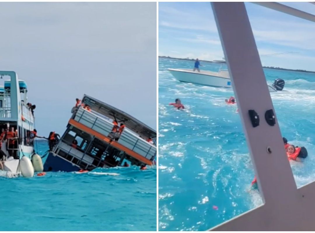 Barco se hunde en Las Bahamas y pasajeros se avientan al mar