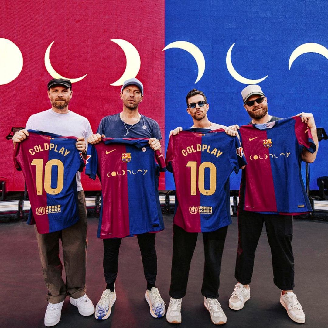 Coldplay en playera del Barcelona