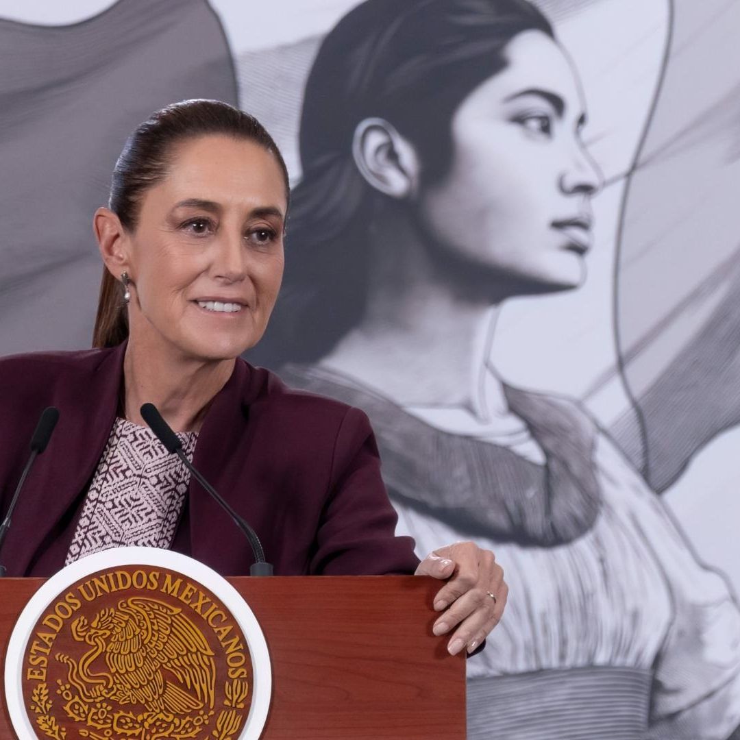 La presidenta Claudia Sheinbaum durante la mañanera del 17 de febrero 2026.