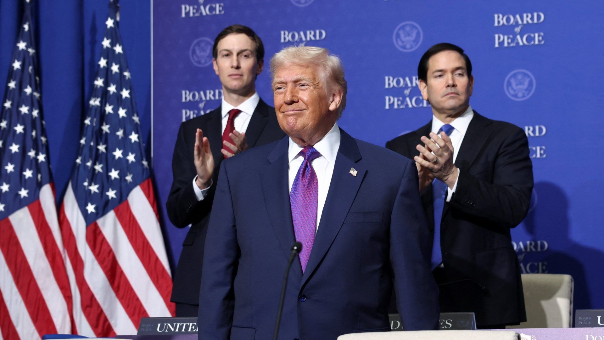 Donald Trump, presidente de EUA, en la primera reunión de la Junta de Paz