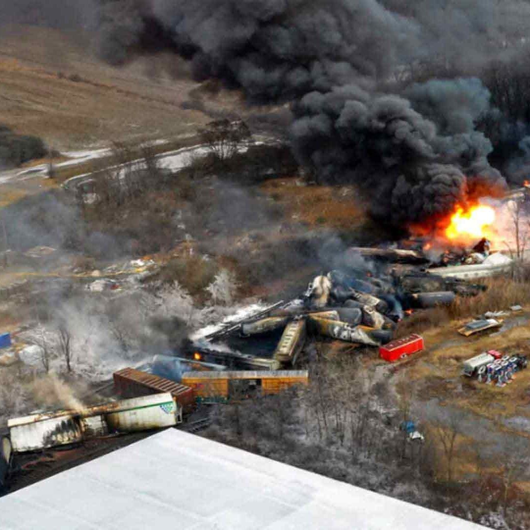 Área de la explosión del tren en East Palestine, Ohio, Estados Unidos