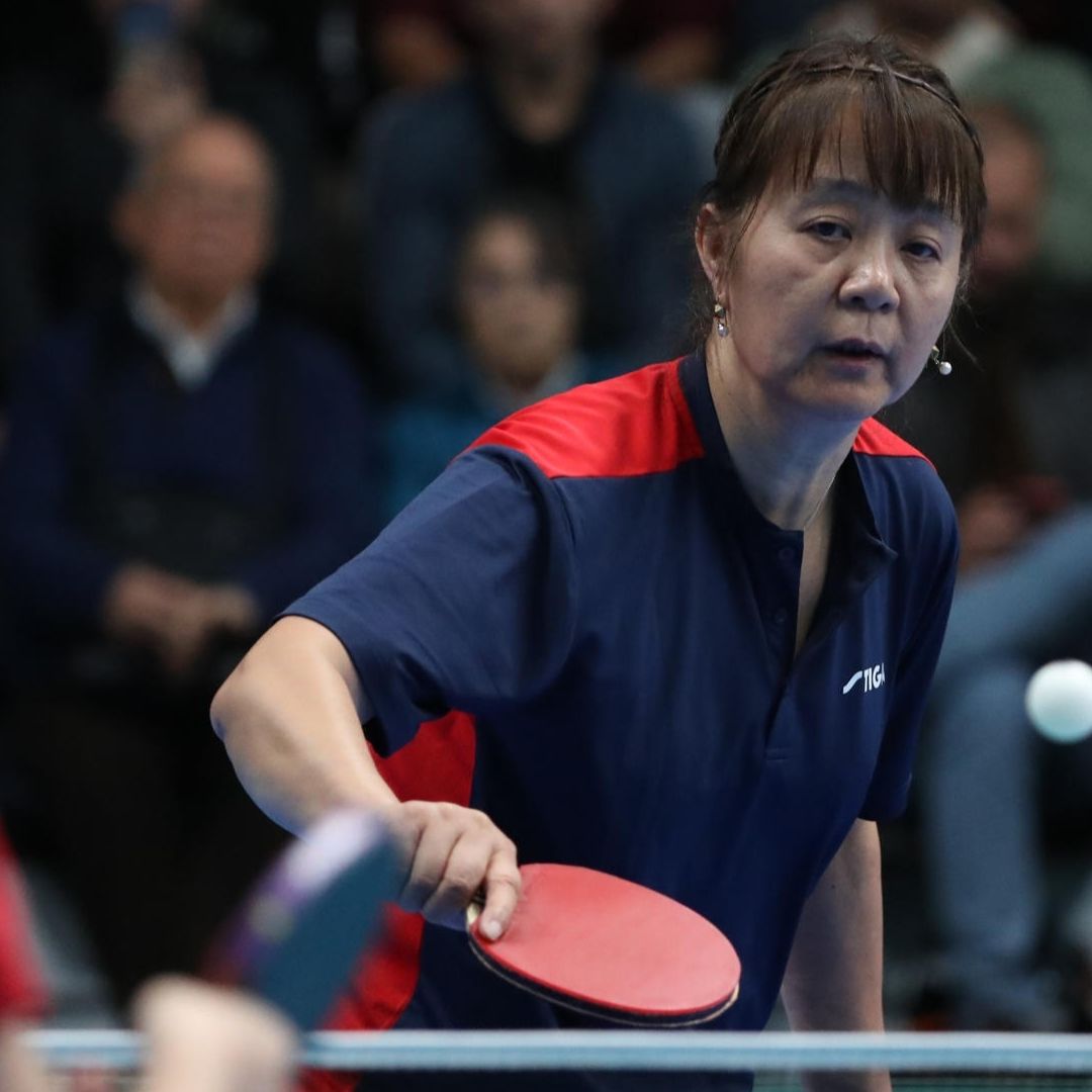 Zeng Zhiying, de Chile, en un partido de tenis de mesa durante los Juegos Panamericanos Santiago 2023
