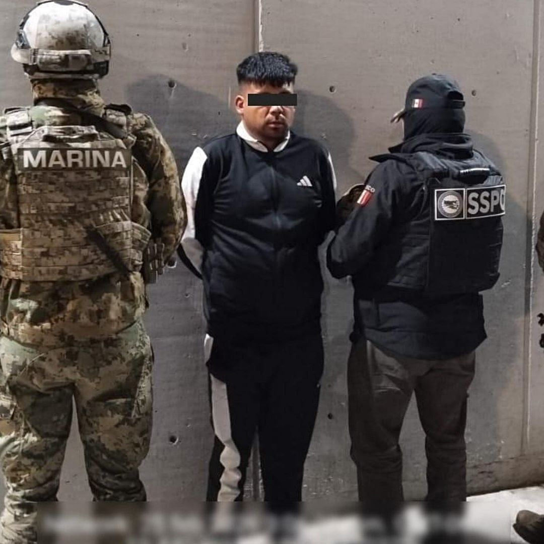 Isaac “N”, ‘El Hacha’, detenido por fuerzas de seguridad en Tlaxcala. Foto: Gabinete de Seguridad