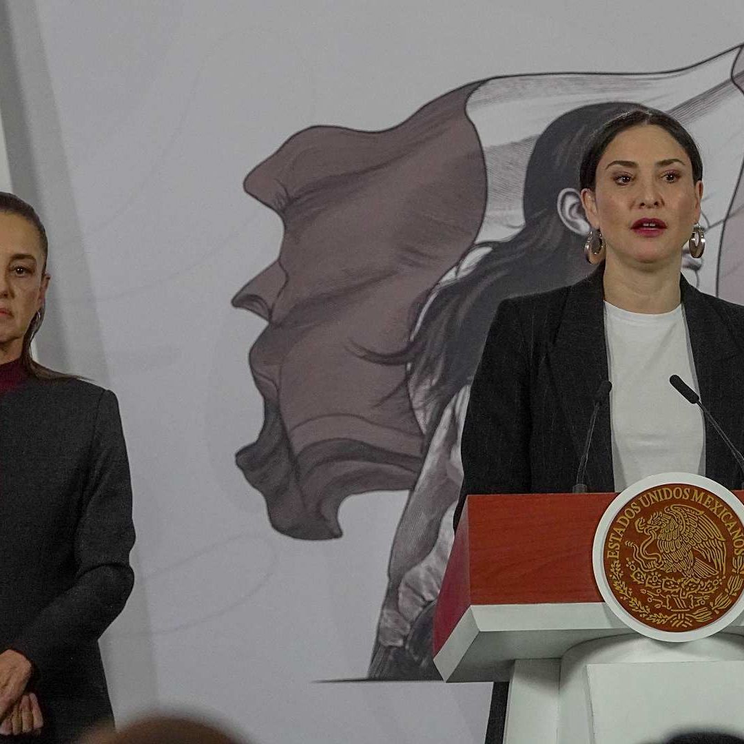 Claudia Curiel en la conferencia de prensa de la presidenta Sheinbaum. Foto: Cuartoscuro