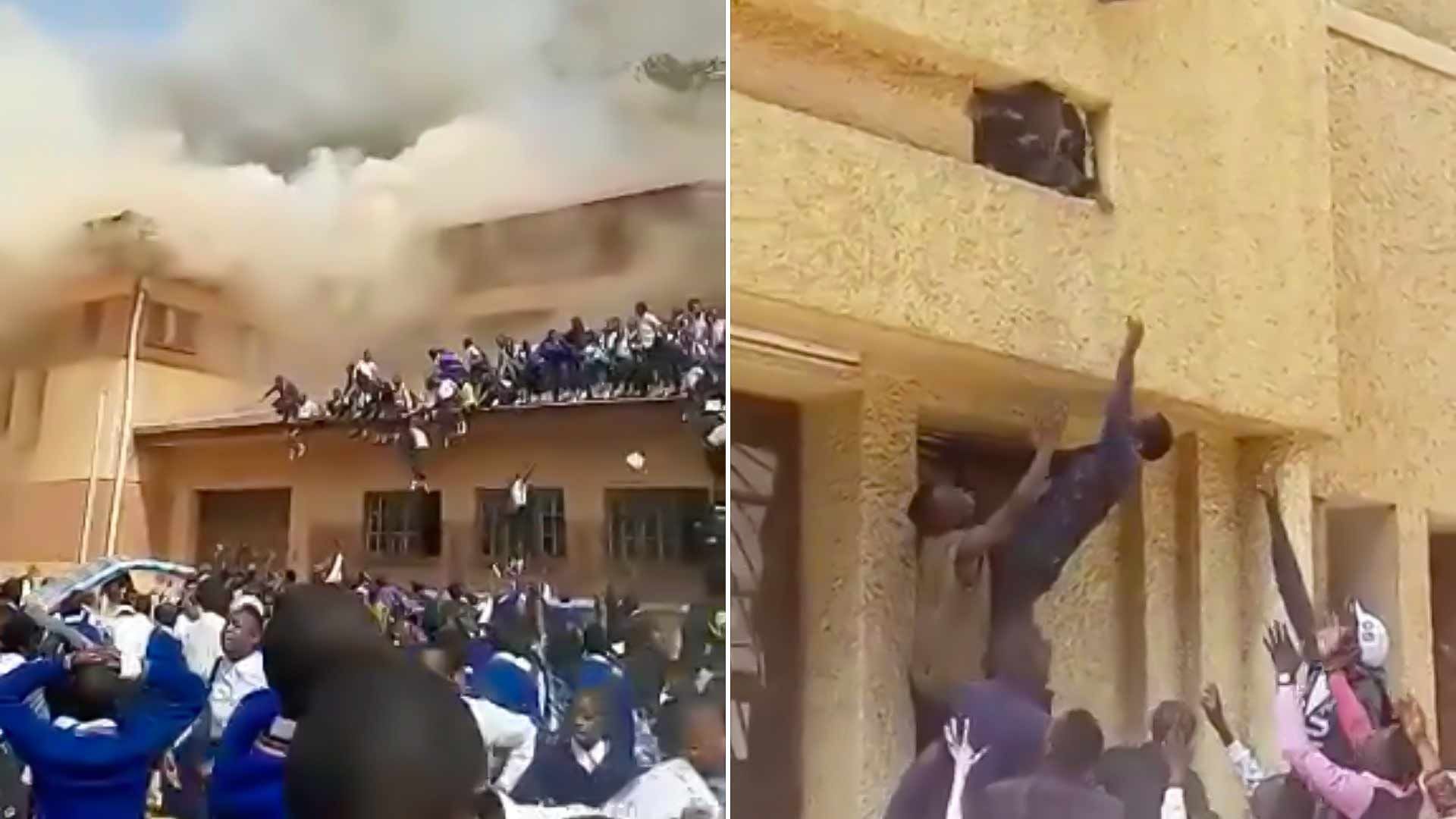 Niñas saltan del techo de su escuela por incendio en el Congo