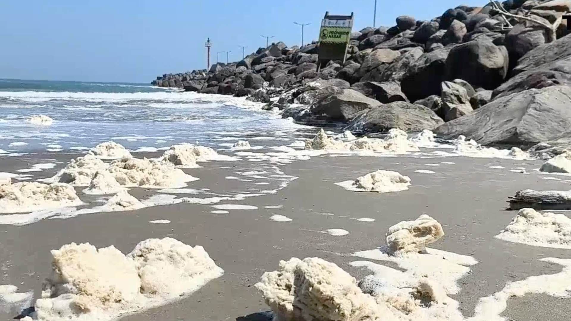espuma en playa de Boca del río Veracruz