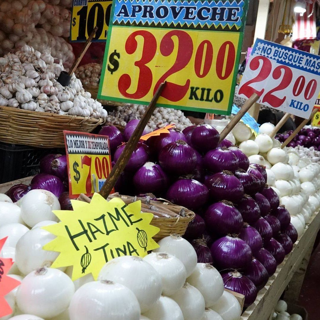 Precio de la cebolla en La Merced, CDMX, en agosto de 2022.