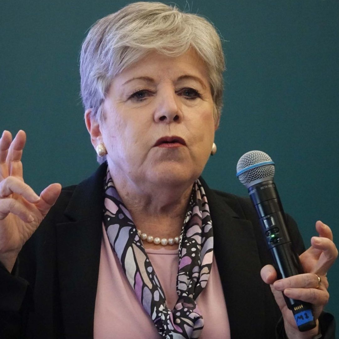 La secretaria de Relaciones Exteriores, Alicia Bárcena, durante conferencia de prensa el 14 de mayo de 2024