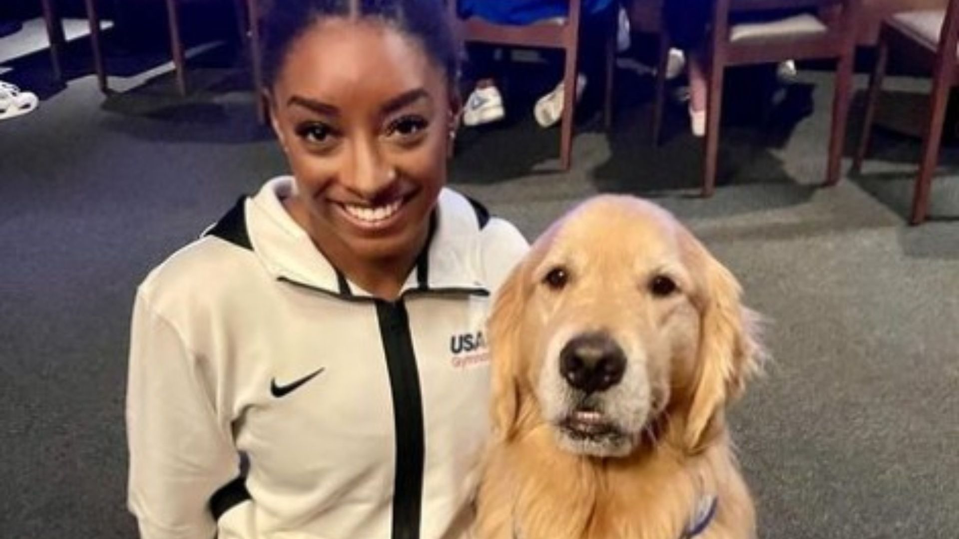 Beacon ha sido de gran ayuda para Simone Biles y sus problemas emocionales. Foto goldendogbeacon