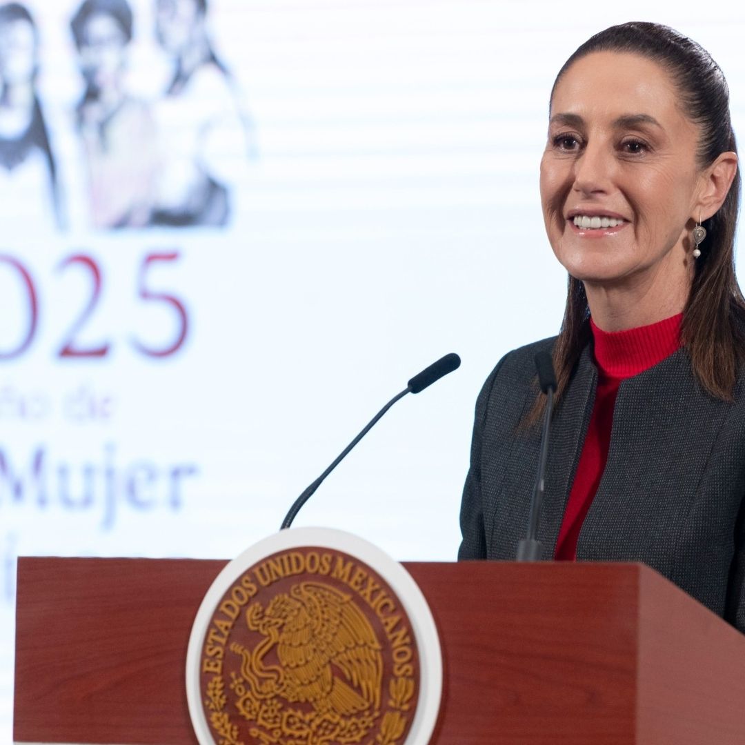 Claudia Sheinbaum durante conferencia en Palacio Nacional