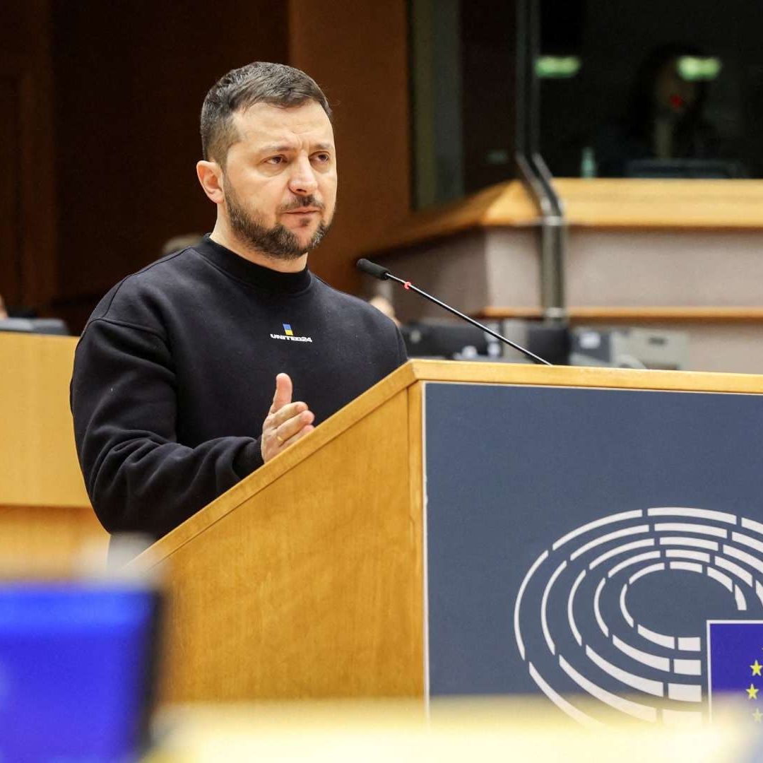El presidente de Ucrania, Volodímir Zelenski, ofrece discurso ante Parlamento Europeo