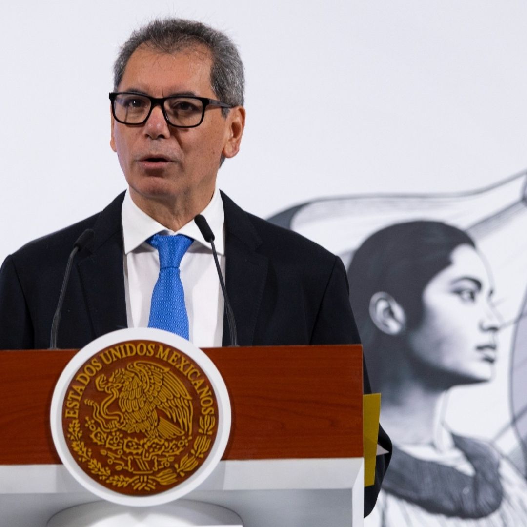 Edgar Amador durante la conferencia de prensa en Palacio Nacional