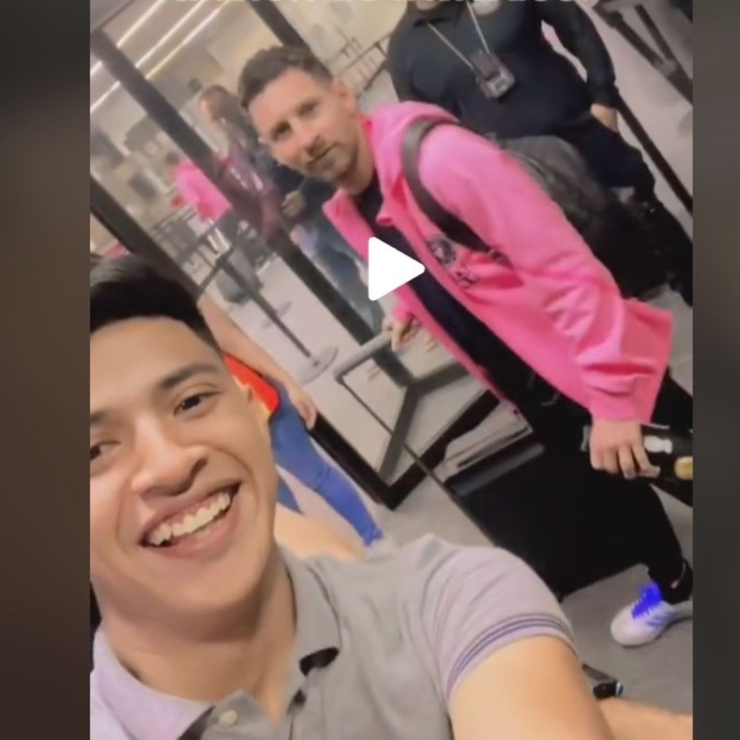 Un aficionado regio tuvo la suerte de fotografiarse con Messi. Foto: @campaxini