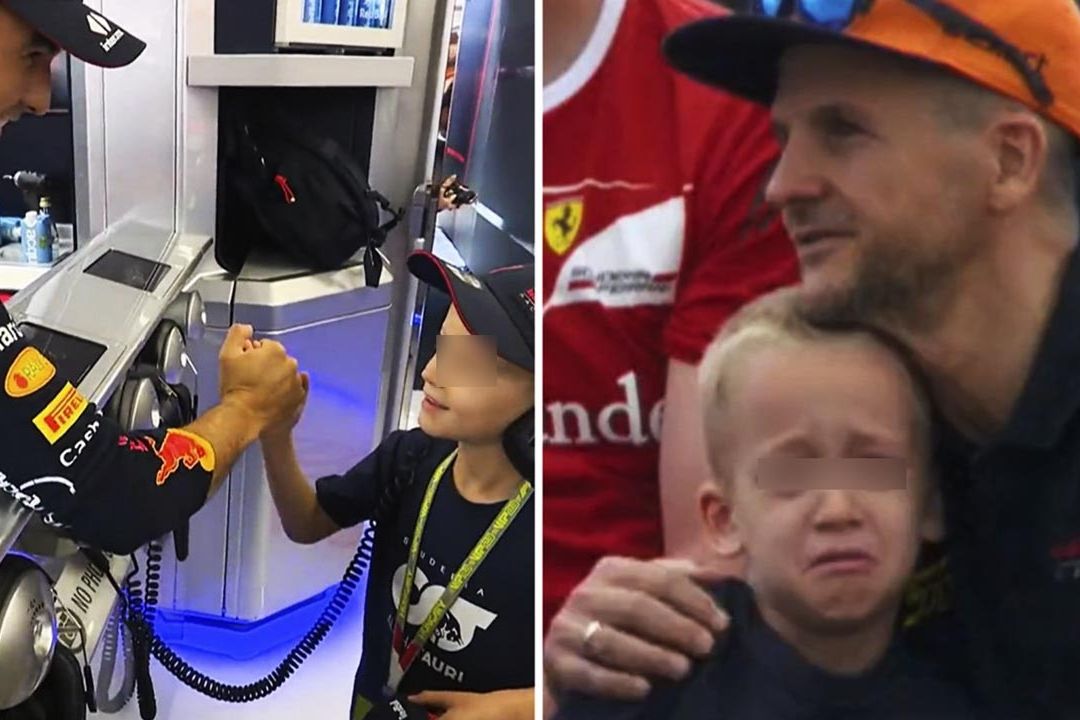 Checo Pérez saluda a fanático tras accidente en el GP de Hungría de F1