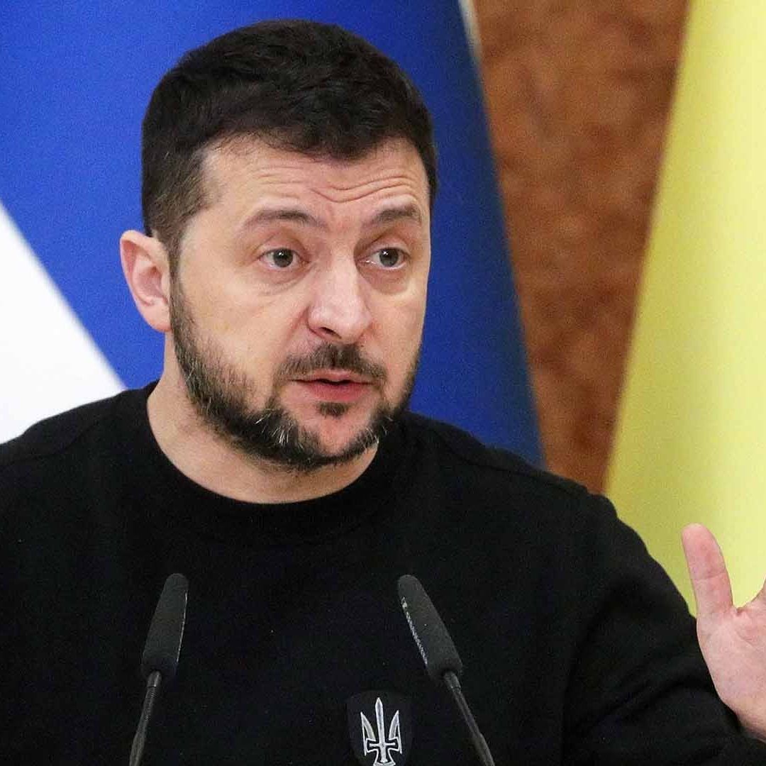 Volodimir Zelenski, presidente ucraniano, durante una conferencia en Kiev