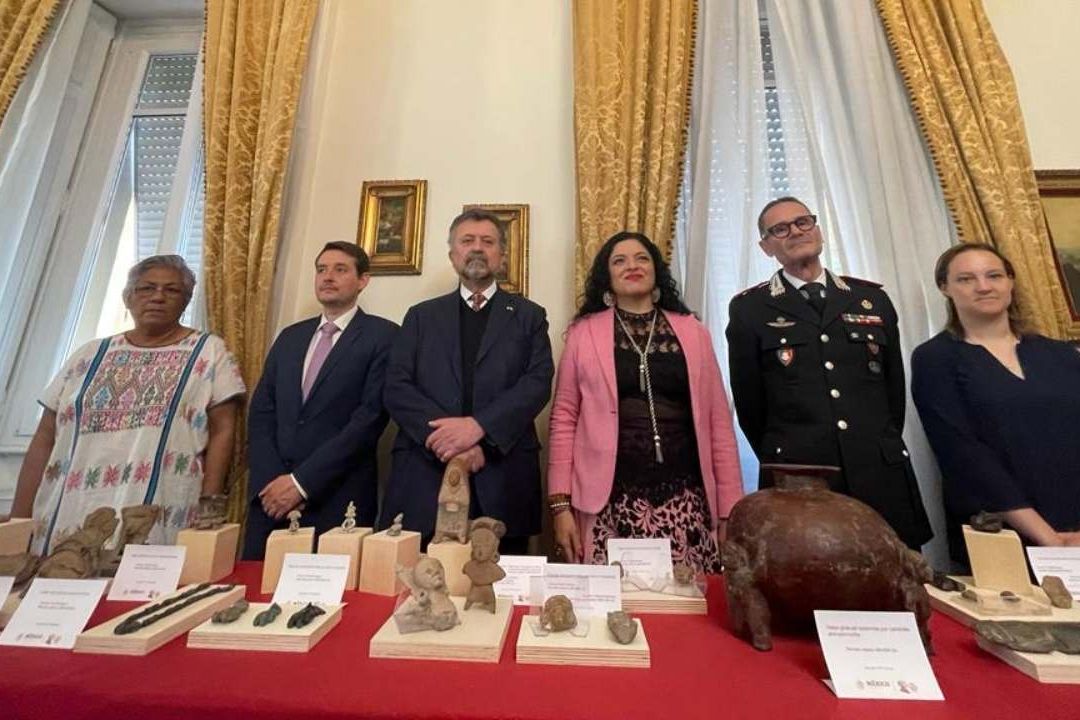 El gobierno mexicano repatrió 43 piezas arqueológicas que permanecían en Italia