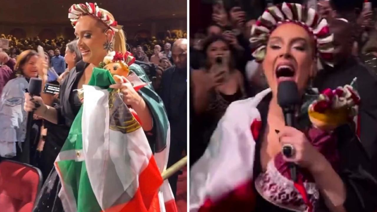 Adele vestida de muñeca mexicana el 15 de septiembre 2023