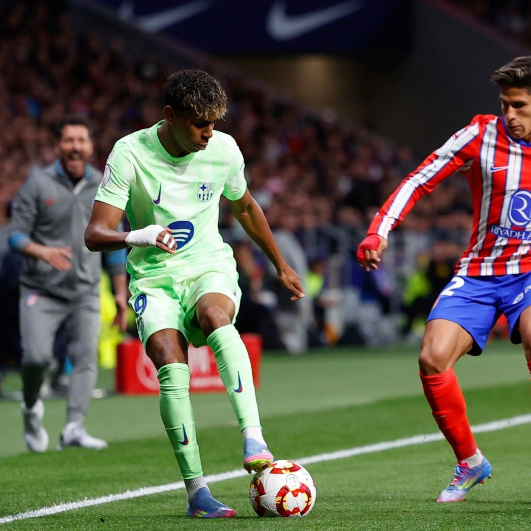 Lamine Yamal fue un peligro para la defensa del Atlético de Madrid. Foto: AP