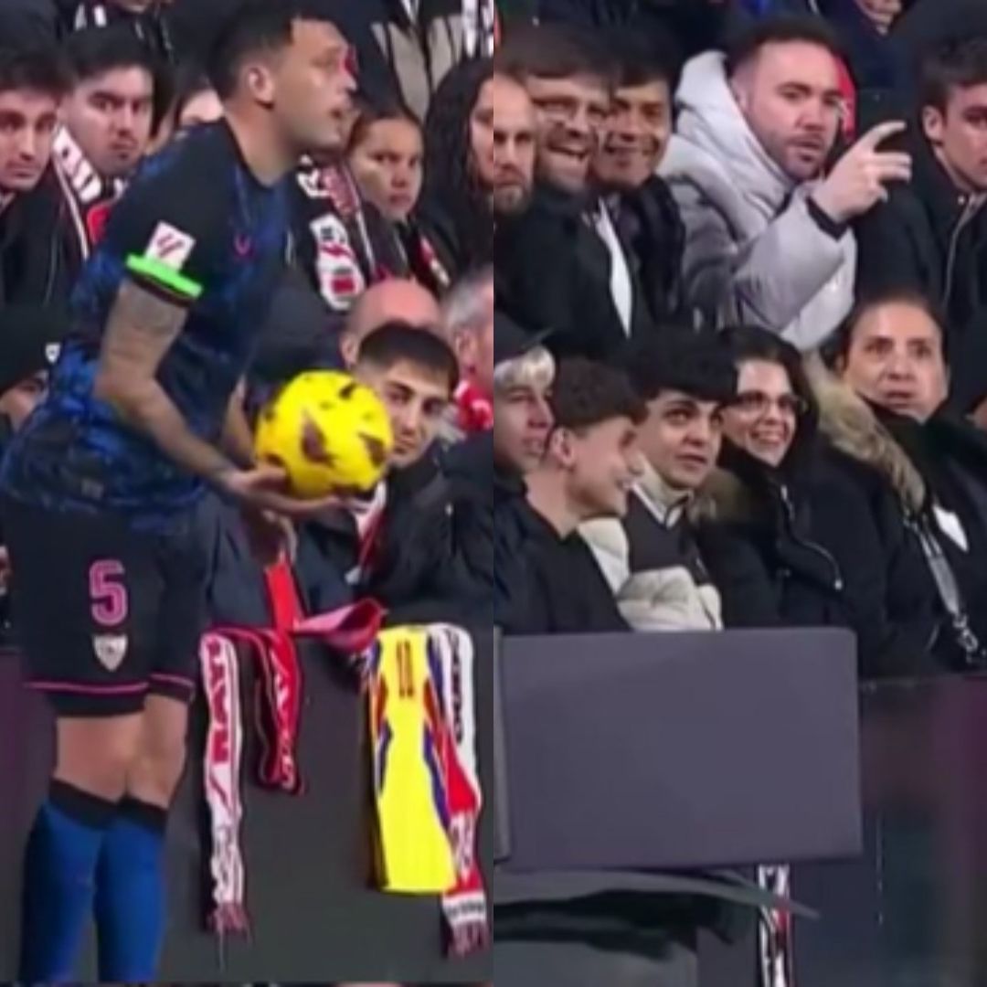 Un aficionado le picó el trasero al futbolista Lucas Ocampo en el partido entre el Rayo Vallecano y Sevilla