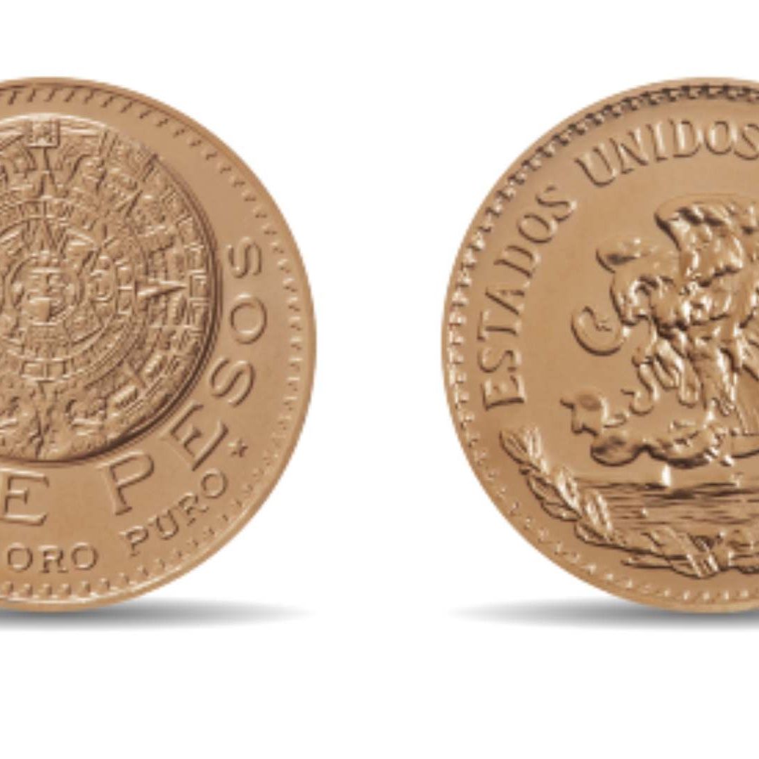 La moneda Azteca de Oro cuenta con el calendario azteca en el reverso y el águila en el anverso