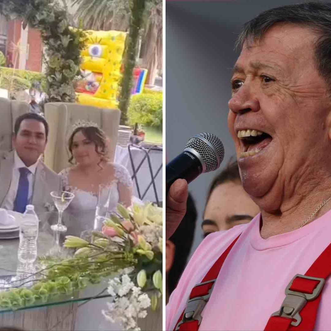 Pareja celebra su boda frente al funeral de Chabelo