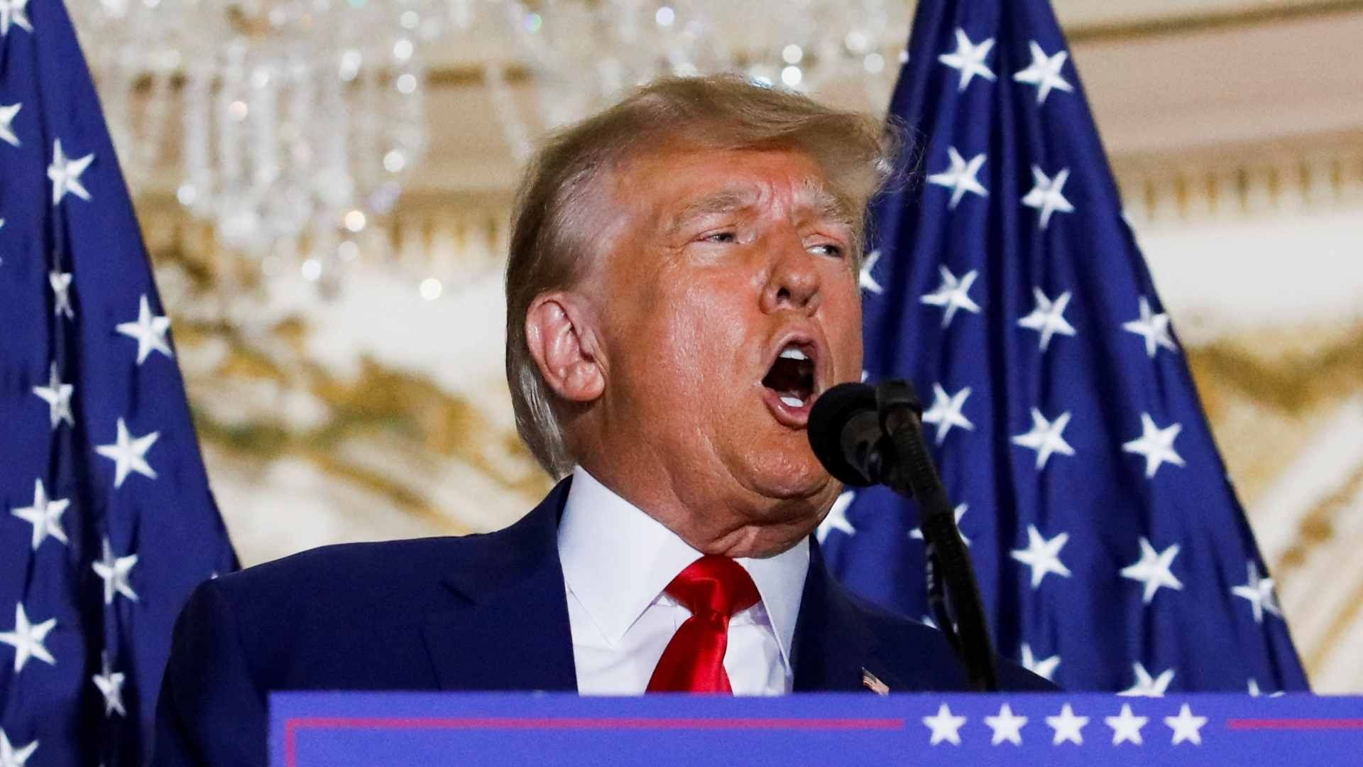 Donald Trump, expresidente de Estados Unidos, dando un discurso