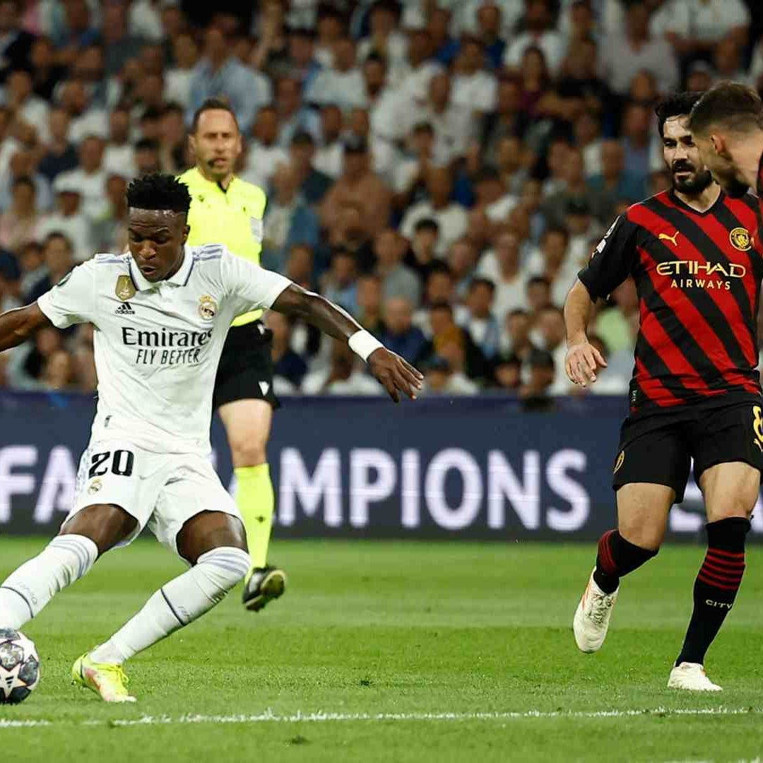 Vinicis hizo el gol para el Real Madrid, ante el Manchester City, en el estadio Santiago Bernabeu