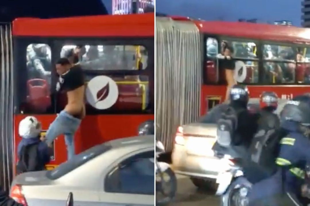 Video: Pasajeros Atrapan a Ladrón; Termina Sin ropa y Colgando del Camión