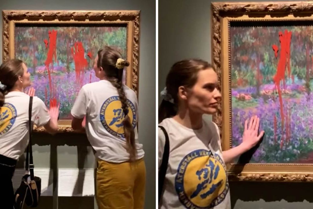 Arrojan pintura a cristal que protege obra de Monet en Estocolmo
