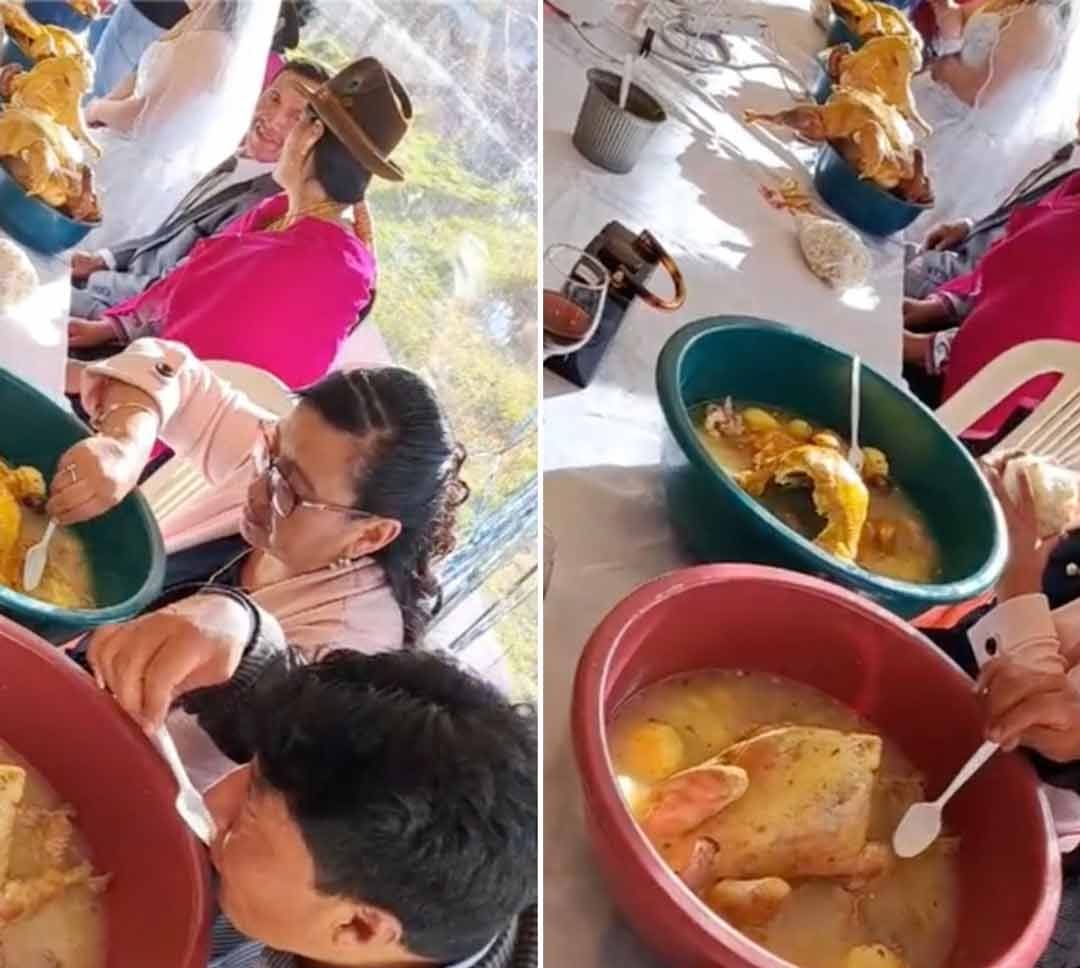 Ecuador: Sirven Pollo Entero a Cada Invitado en Boda