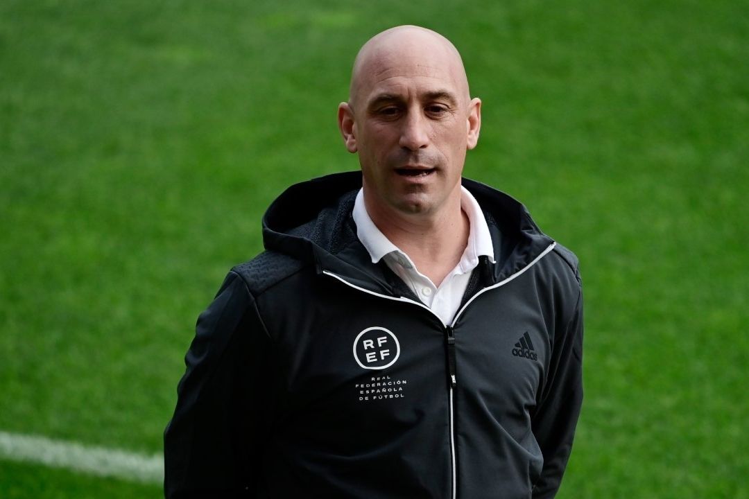 Luis Rubiales en La Coruña, previo a un entrenamiento en marzo de 2022.