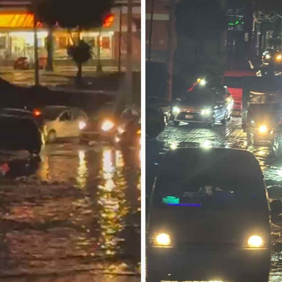 Caos en Avenida Central de Ecatepec por inundaciones.