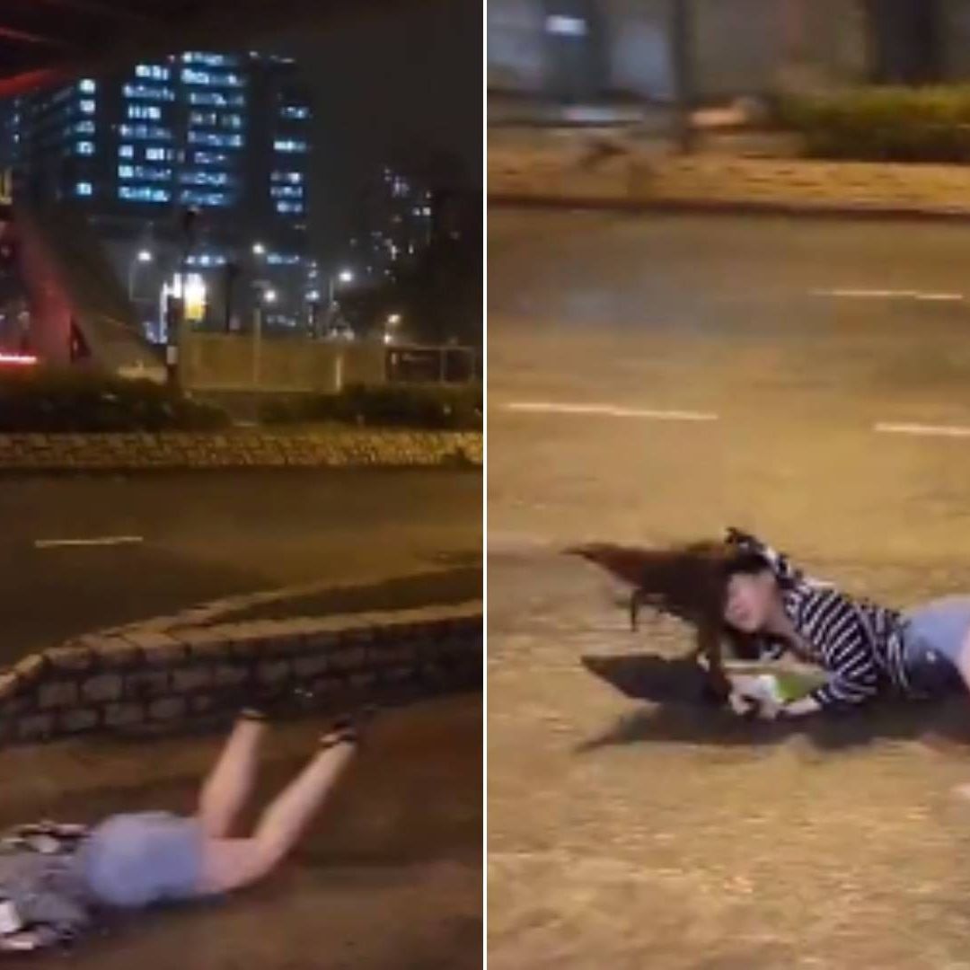 Mujer es Arrastrada por Fuertes Vientos de Tifón Saola en Hong Kong