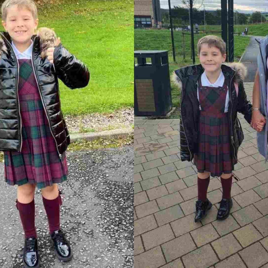 Theo Easton, de siete años, cursa el tercer grado de primaria en Escocia
