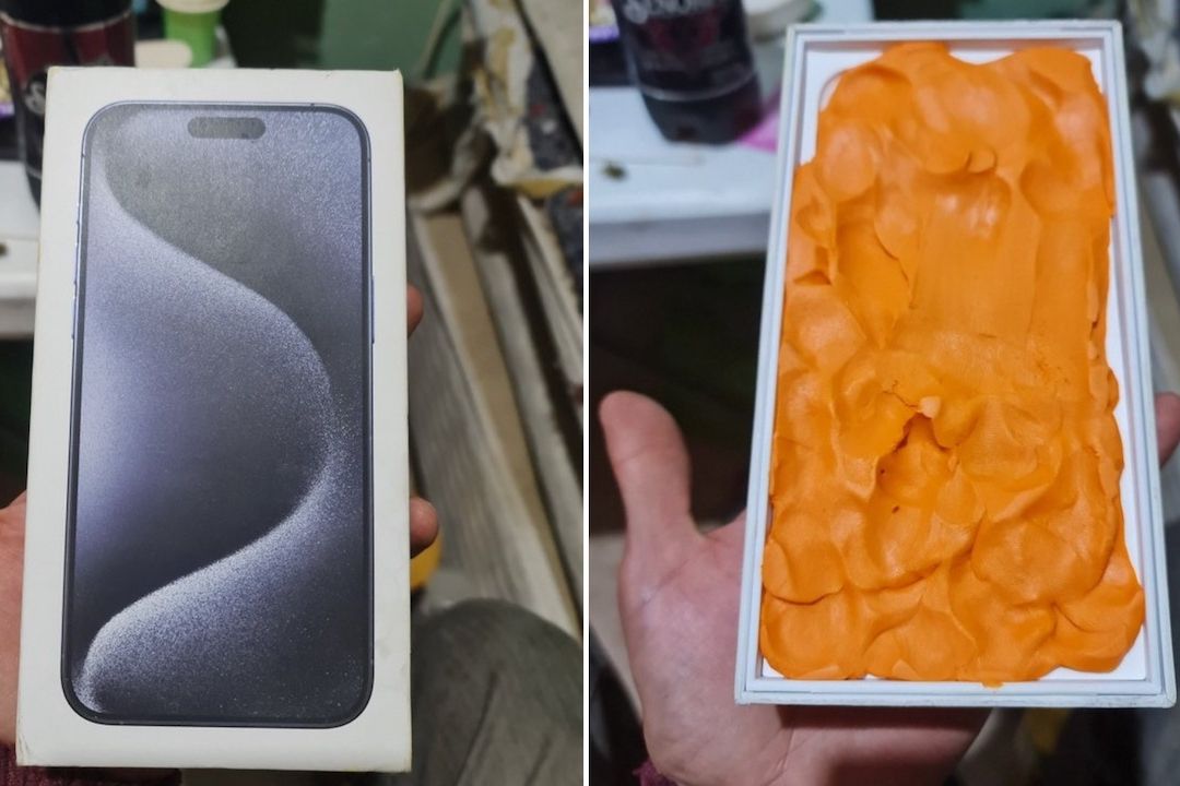 Compró un iPhone en Mercado Libre y le entregaron plastilina