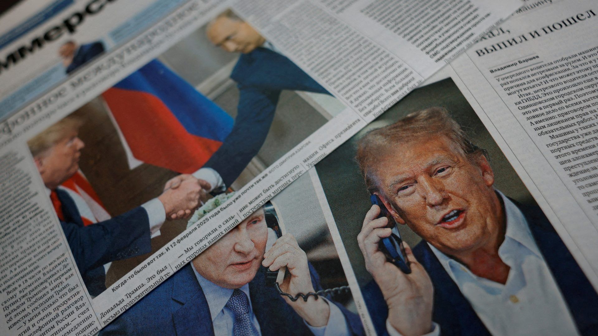 Periódicos de Rusia destacan una de las llamadas entre Trump y Putin