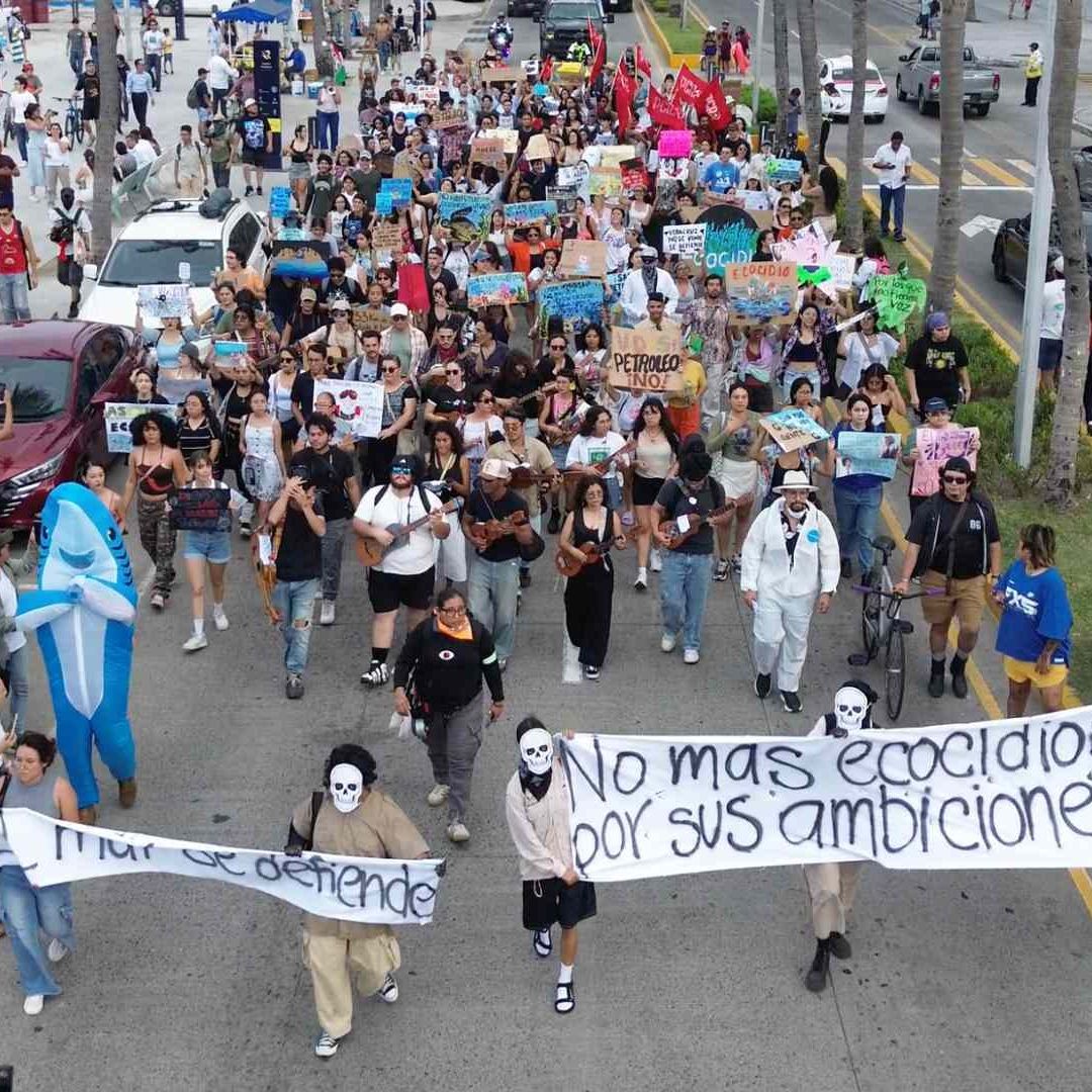 Marcha por el mar en bulevar de Veracruz.