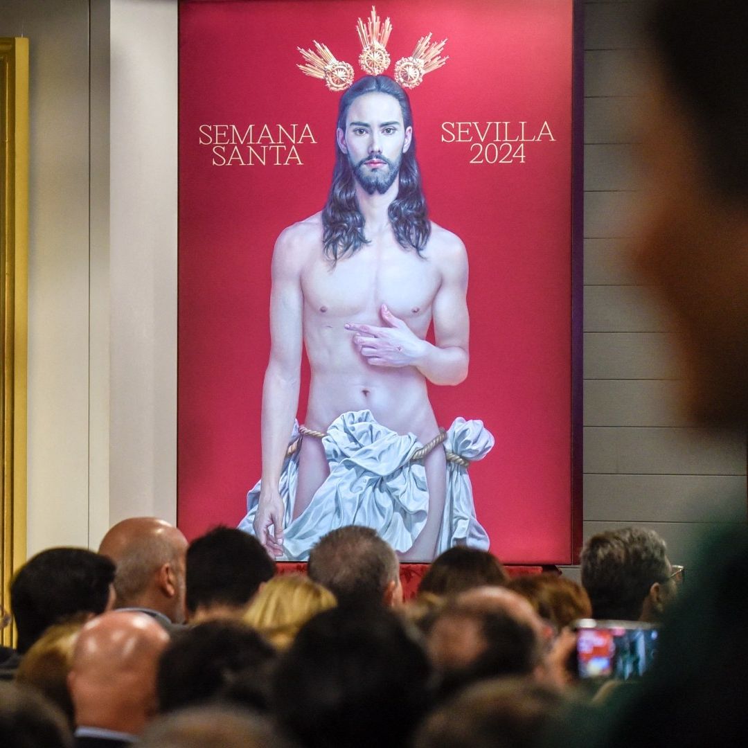 Cartel de Cristo de Semana Santa 2024, en Sevilla, España