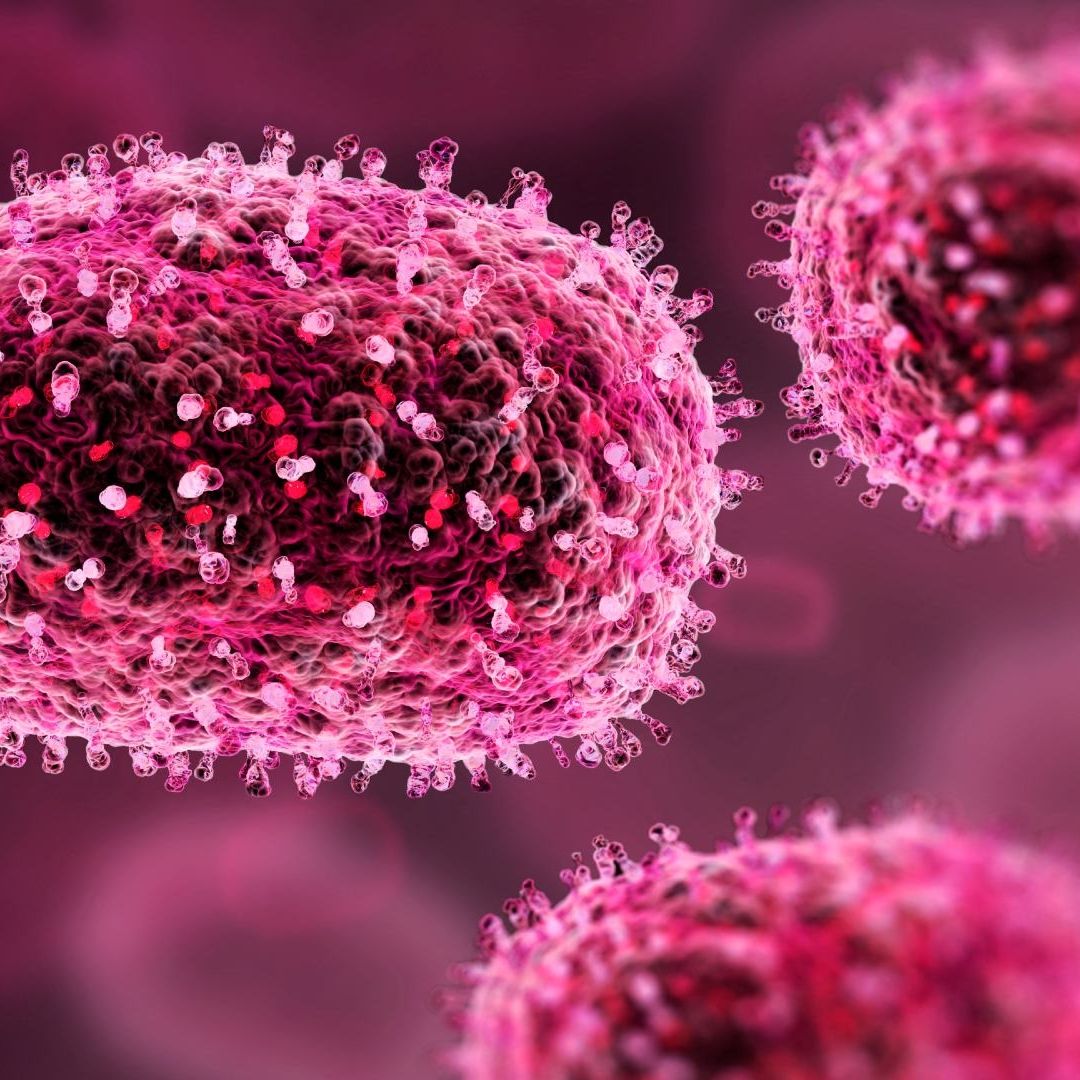 Ilustración del virus de mpox, anteriormente conocido como viruela del mono.